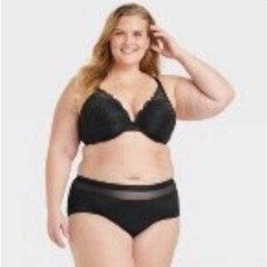 Auden Women’s Brief Underwear with Mesh (Set of 3!) - Black - 2X